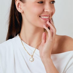 Syna Yellow Gold Moon Quartz Pendant with Diamonds