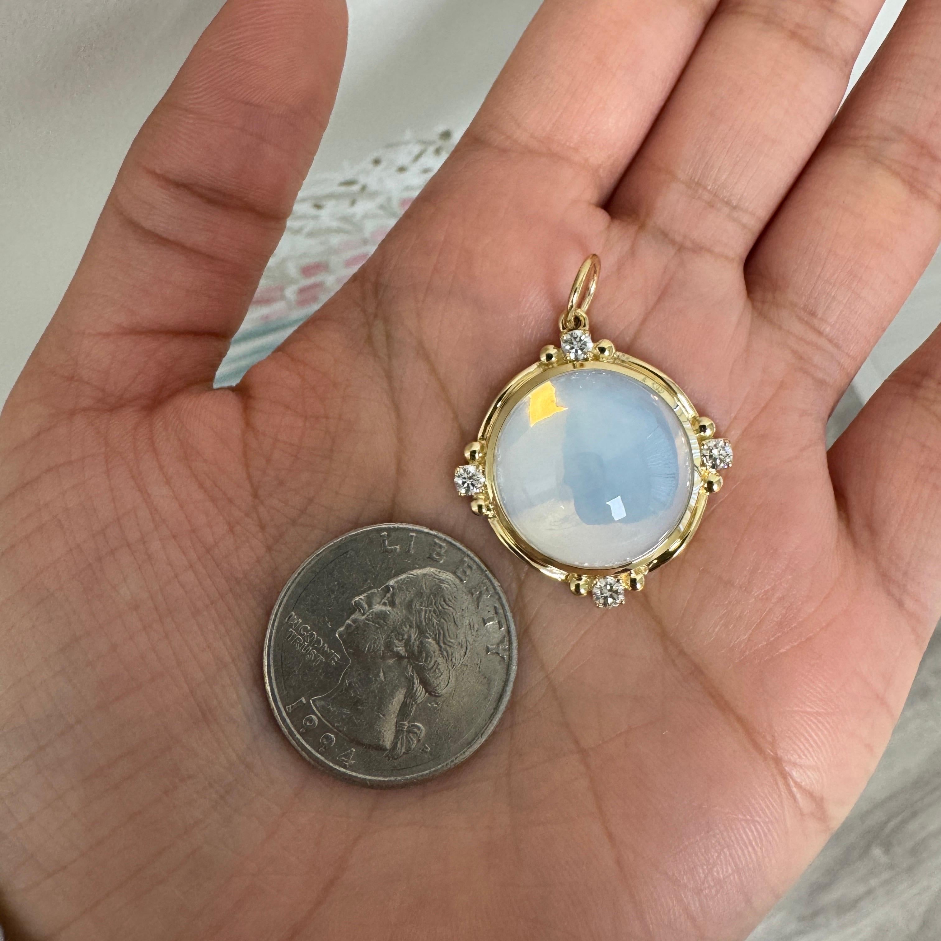 Mixed Cut Syna Yellow Gold Moon Quartz Pendant with Diamonds