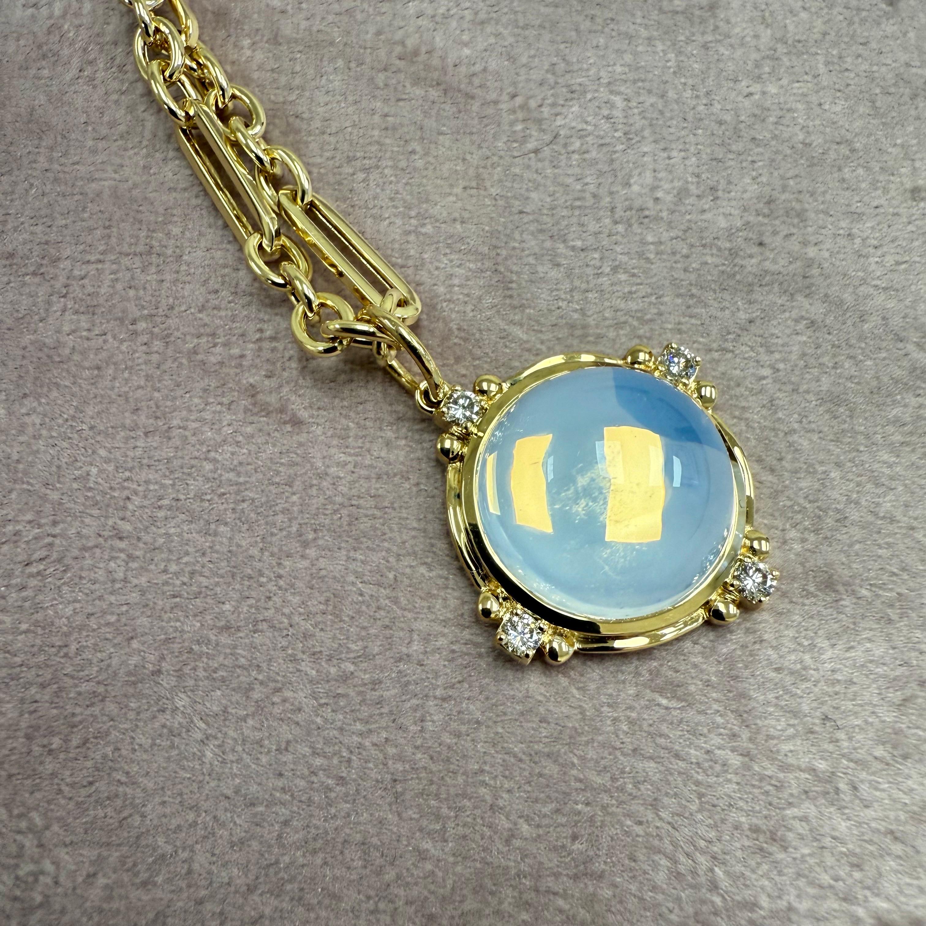 Pendentif Syna en or jaune et quartz de lune avec diamants Neuf - En vente à Fort Lee, NJ