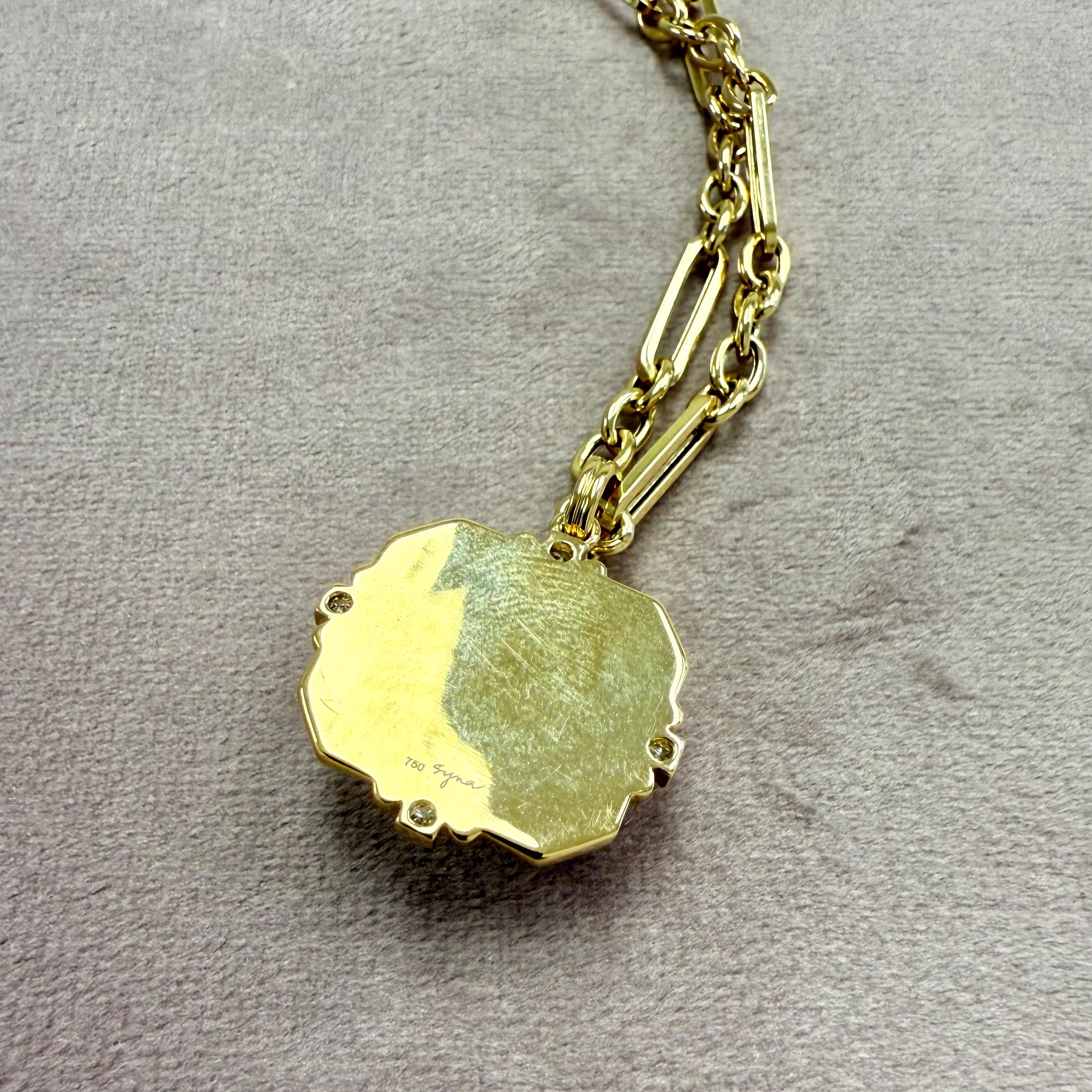 Pendentif Syna en or jaune et quartz de lune avec diamants Neuf - En vente à Fort Lee, NJ