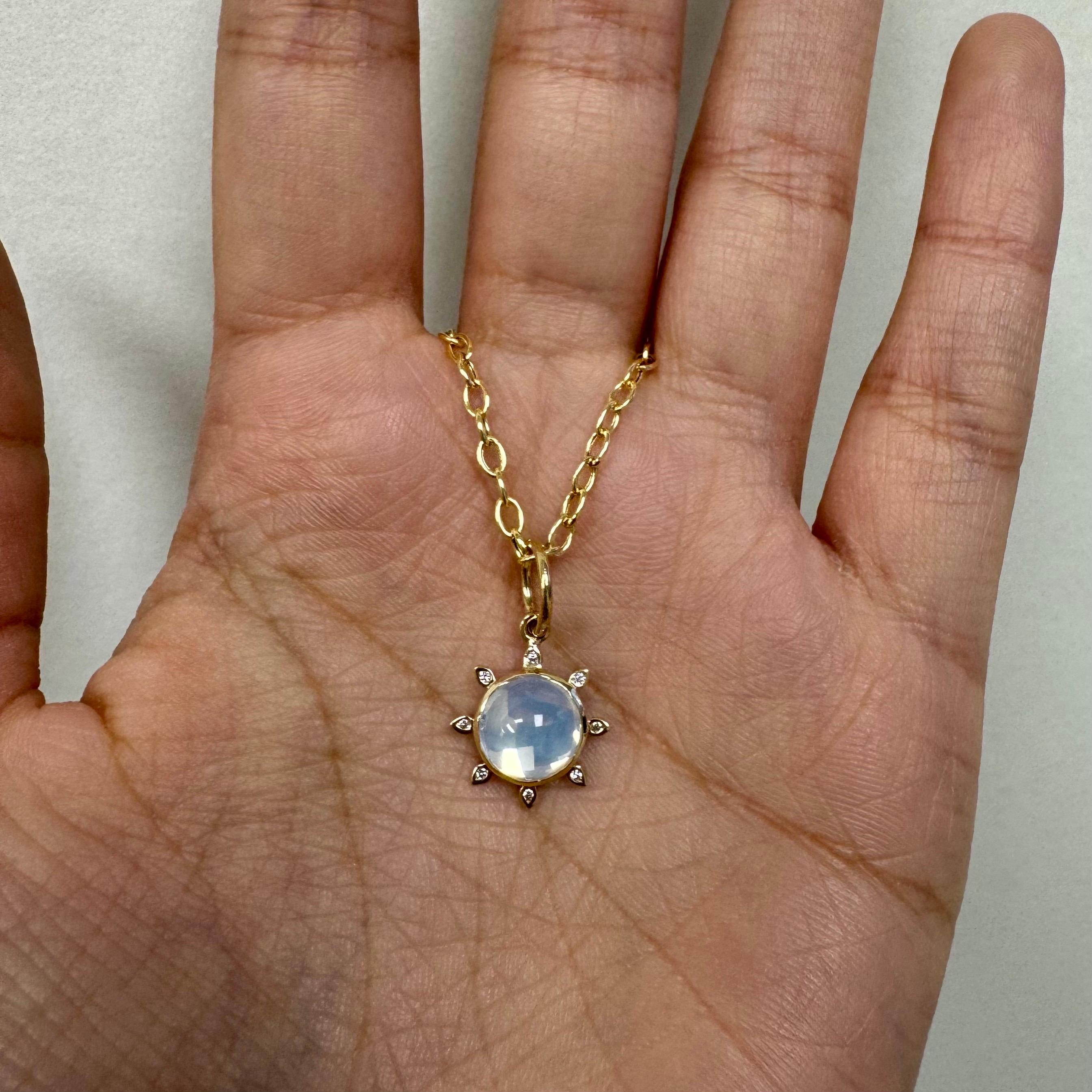 Women's Syna Yellow Gold Moon Quartz Pendant with Diamonds For Sale