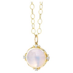 Syna-Mondquarz-Anhänger aus Gelbgold mit Diamanten
