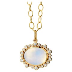 Syna-Mondquarz-Anhänger aus Gelbgold mit Diamanten