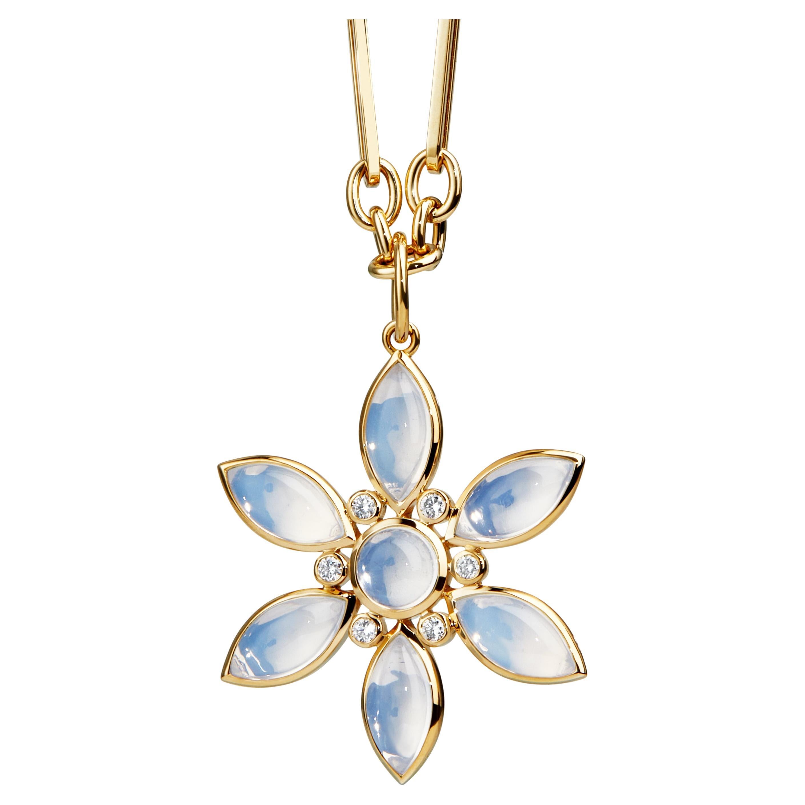 Syna-Mondquarz-Anhänger aus Gelbgold mit Diamanten