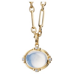 Syna Yellow Gold Moon Quartz Pendant with Diamonds