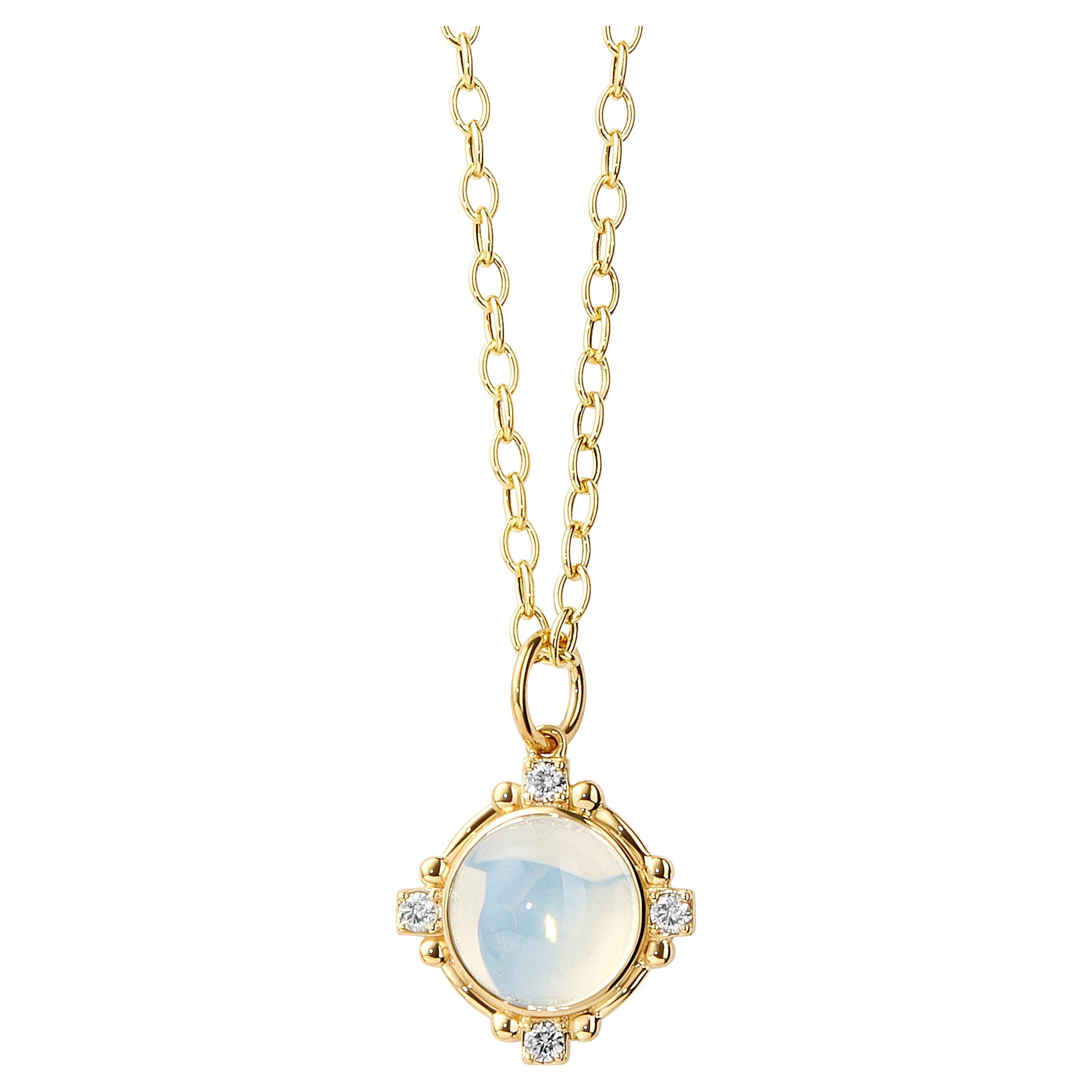 Syna-Mondquarz-Anhänger aus Gelbgold mit Diamanten