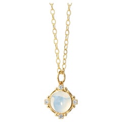 Syna-Mondquarz-Anhänger aus Gelbgold mit Diamanten
