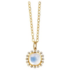 Syna Yellow Gold Moon Quartz Pendant with Diamonds