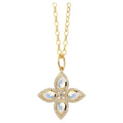 Syna-Mondquarz-Anhänger aus Gelbgold mit Diamanten