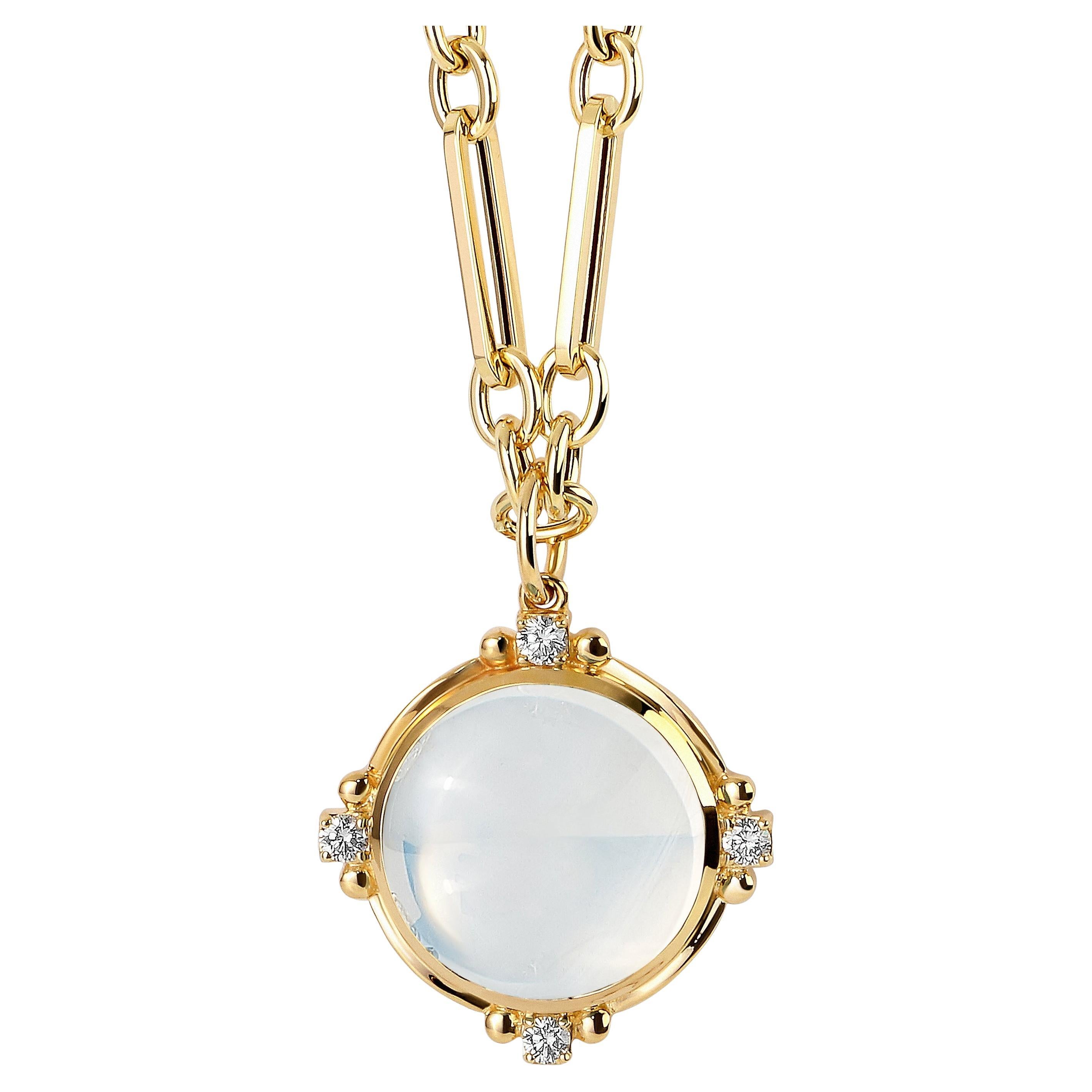 Pendentif Syna en or jaune et quartz de lune avec diamants