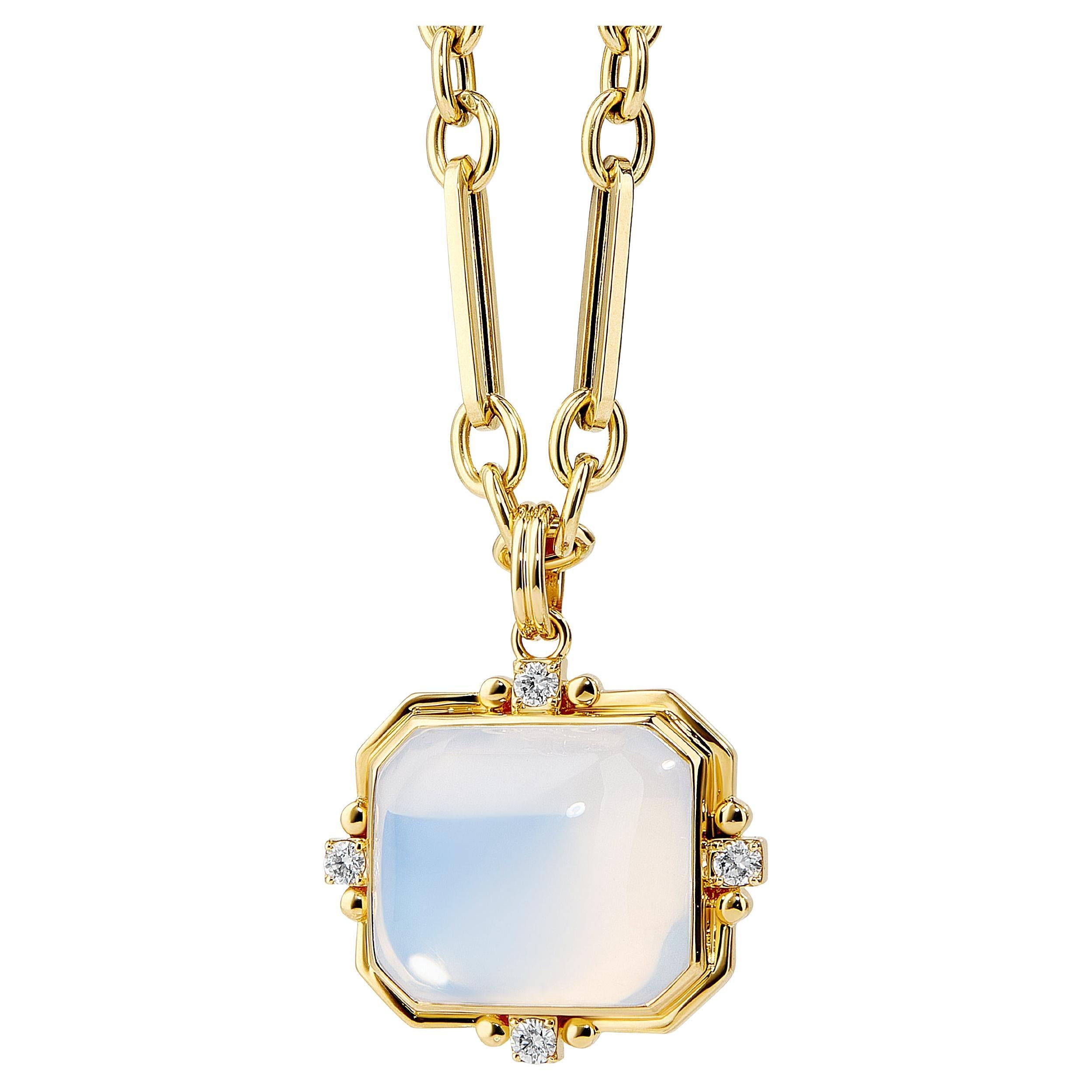 Pendentif Syna en or jaune et quartz de lune avec diamants