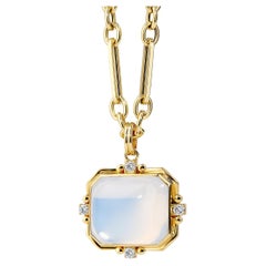 Syna Yellow Gold Moon Quartz Pendant with Diamonds