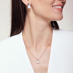 Syna Yellow Gold Moon Quartz Sugarloaf Pendant Necklace with Diamonds