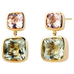 Syna Yellow Gold Morganite and Prasiolite Quartz Earrings
