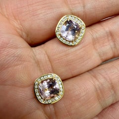 Syna Yellow Gold Morganite Earrings with Diamonds