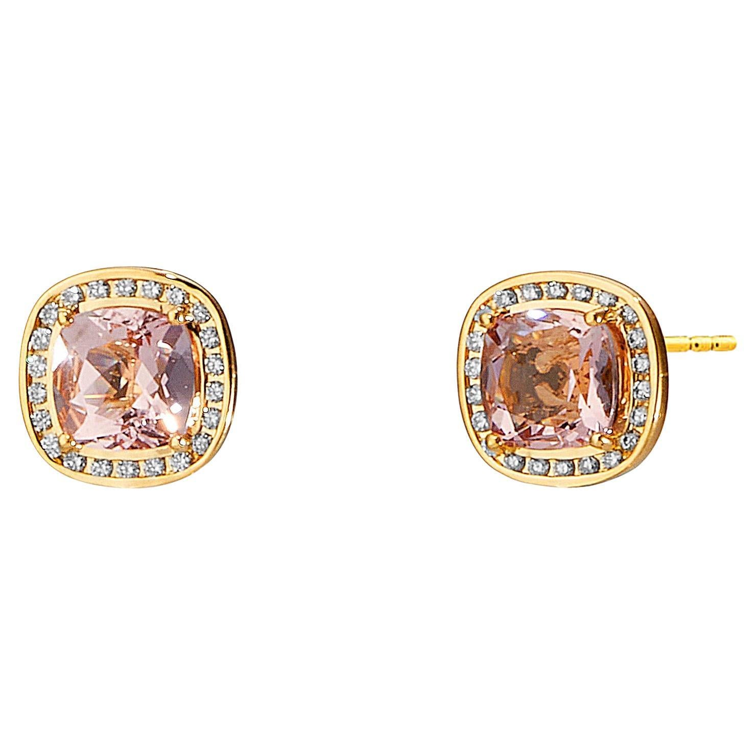 Syna Yellow Gold Morganite Earrings with Diamonds