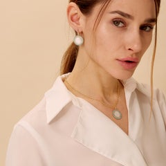 Syna Yellow Gold Mother of Pearl and Turquoise Earrings with Diamonds