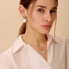 Syna Yellow Gold Mother of Pearl and Turquoise Pendant with Diamonds