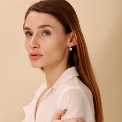 Syna Yellow Gold Mother of Pearl Diamond Disc Earrings