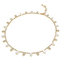 Syna Yellow Gold Mother of Pearl Geometrix Necklace with Diamonds