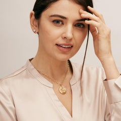 Syna Yellow Gold Mother of Pearl Horse Pendant with Diamonds