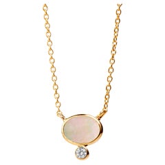 Syna Yellow Gold Mother of Pearl Necklace with Diamond