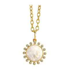 Syna Yellow Gold Mother of Pearl Pendant with Diamonds