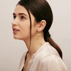 Syna Yellow Gold Multi Gemstone Flower Earrings with Champagne Diamonds