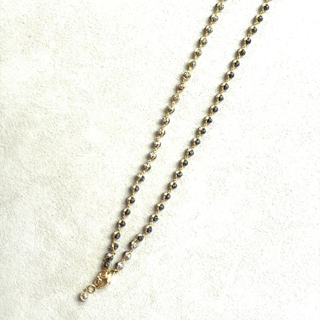 Contemporary Syna Yellow Gold Necklace with Champagne  and Black Diamonds For Sale