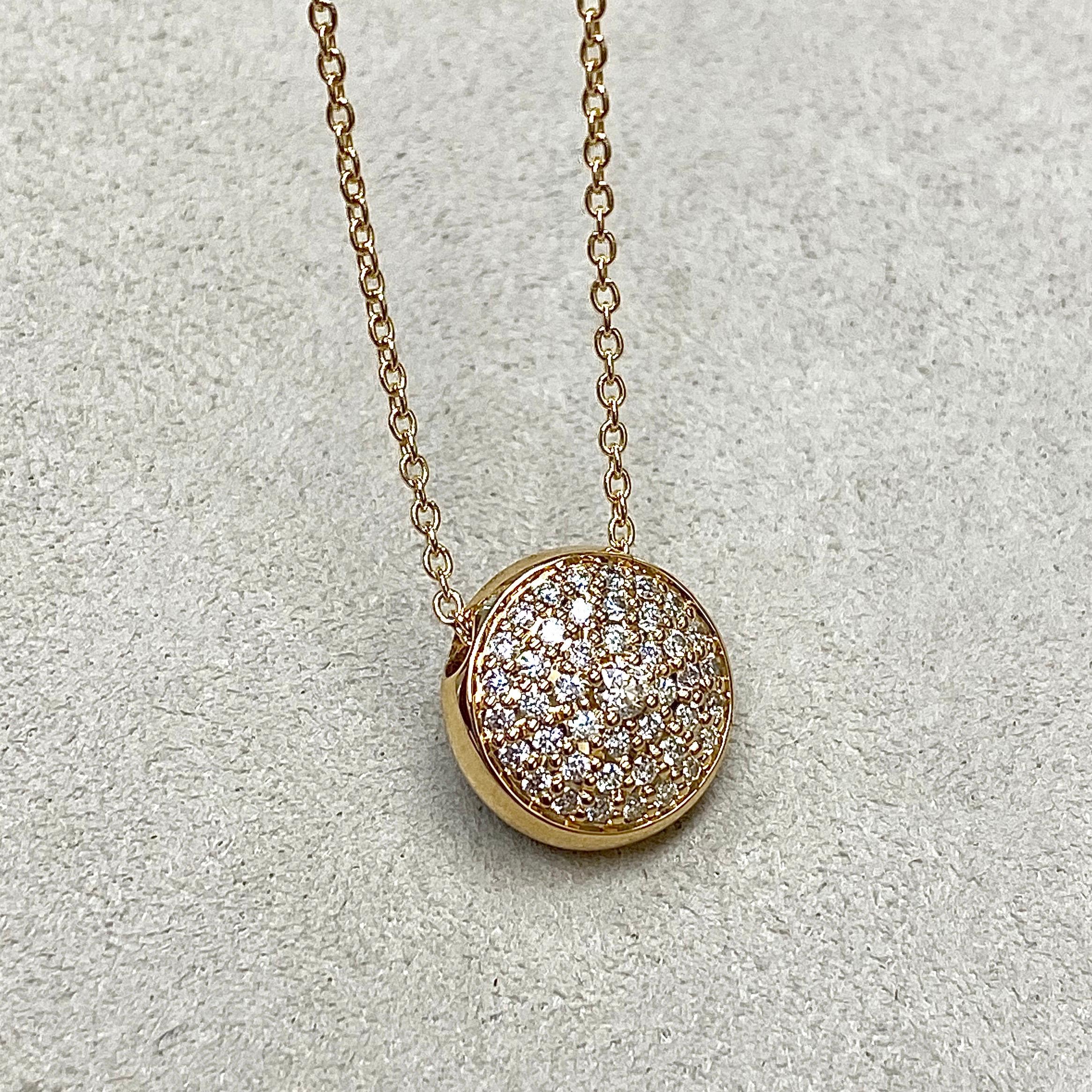 Round Cut Syna Yellow Gold Necklace with Diamonds