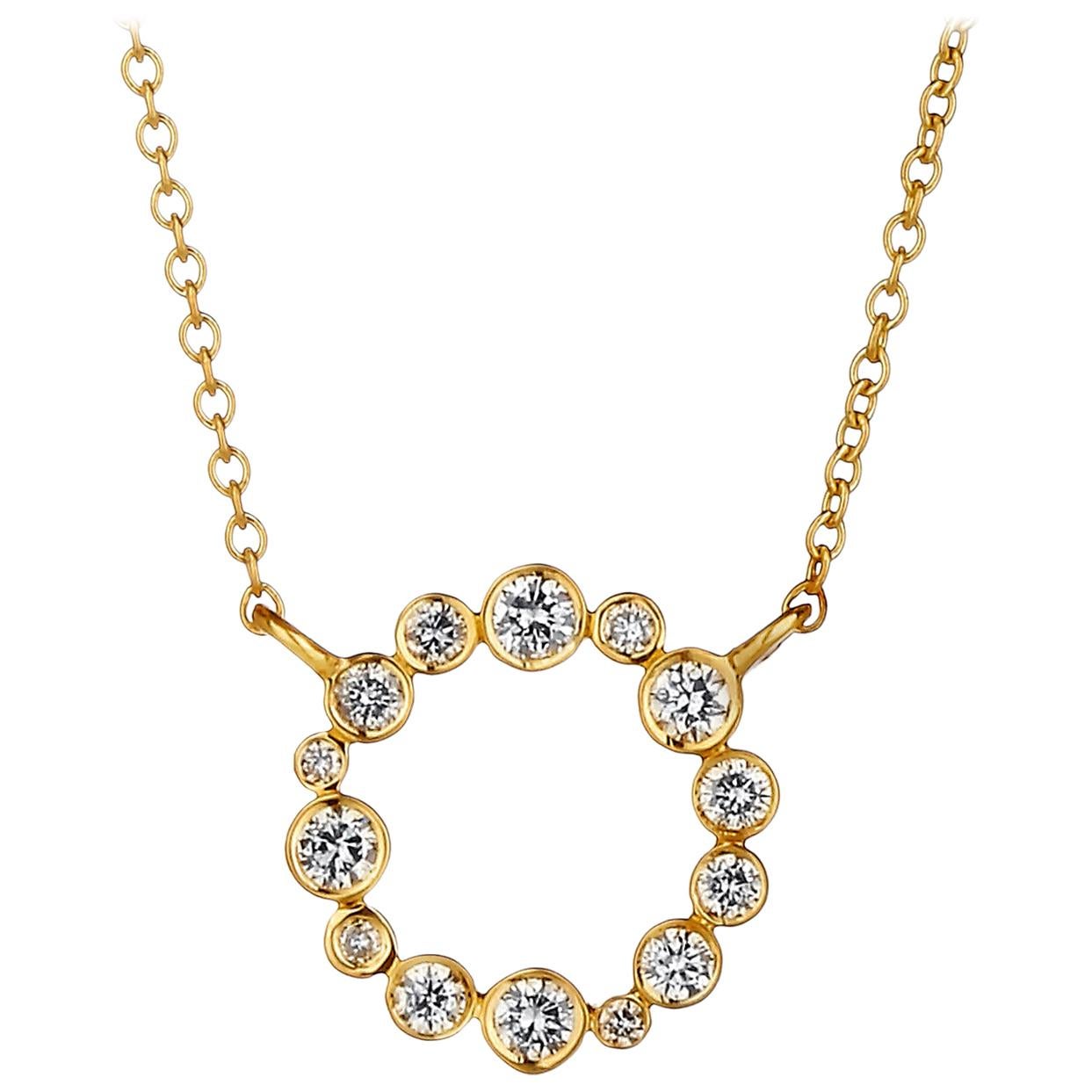 Syna Yellow Gold Necklace with Diamonds For Sale