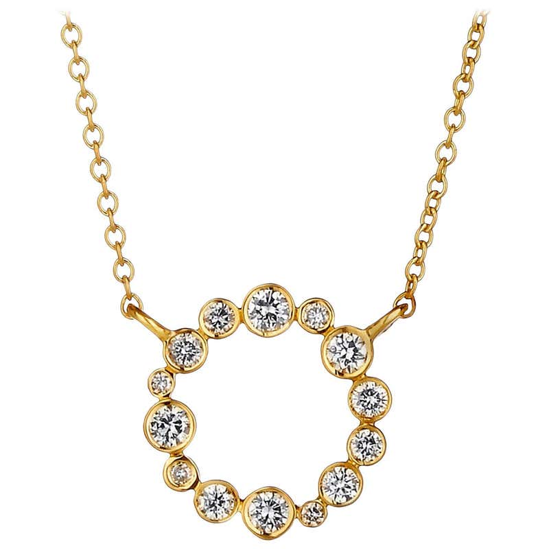 Diamond Lavalier Yellow Gold Necklace, circa 1930 For Sale at 1stDibs