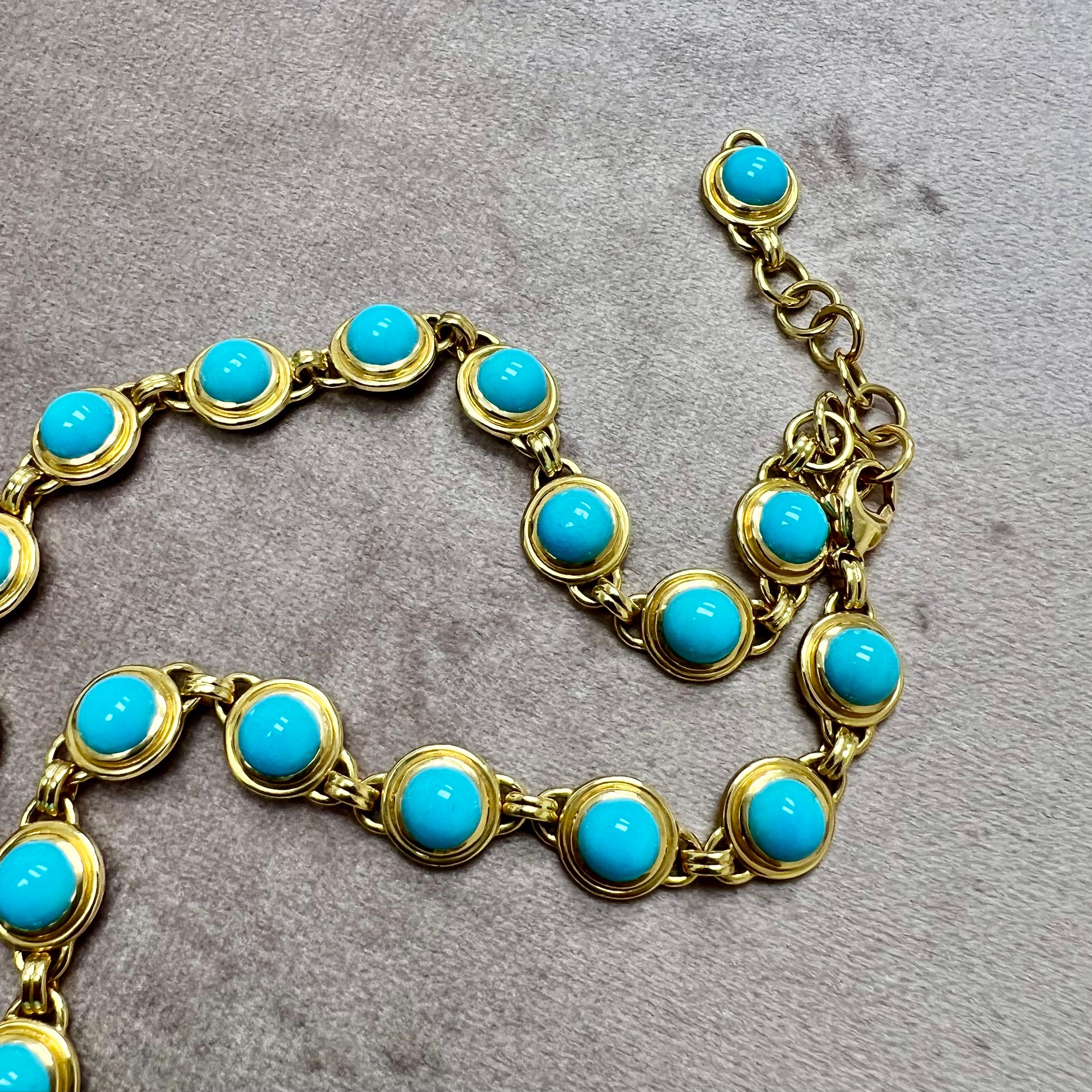 Syna Gelbgold-Halskette mit Türkis mit schlafender Schönheit (Zeitgenössisch) im Angebot