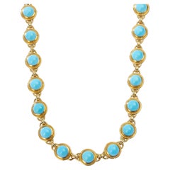 Syna Collier en or jaune avec turquoise Sleeping Beauty