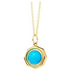 Syna Yellow Gold Octa Sleeping Beauty Turquoise Charm Pendant