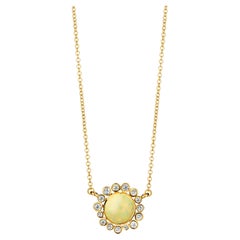 Syna Yellow Gold Opal Cluster Necklace with Diamonds