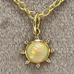 Syna Yellow Gold Opal Pendant with Diamonds