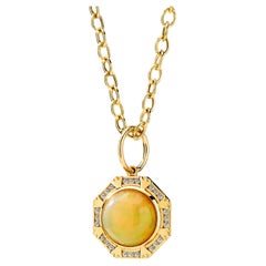 Syna Yellow Gold Opal Pendant with Diamonds