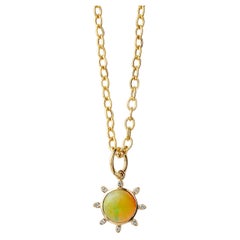 Syna Yellow Gold Opal Pendant with Diamonds