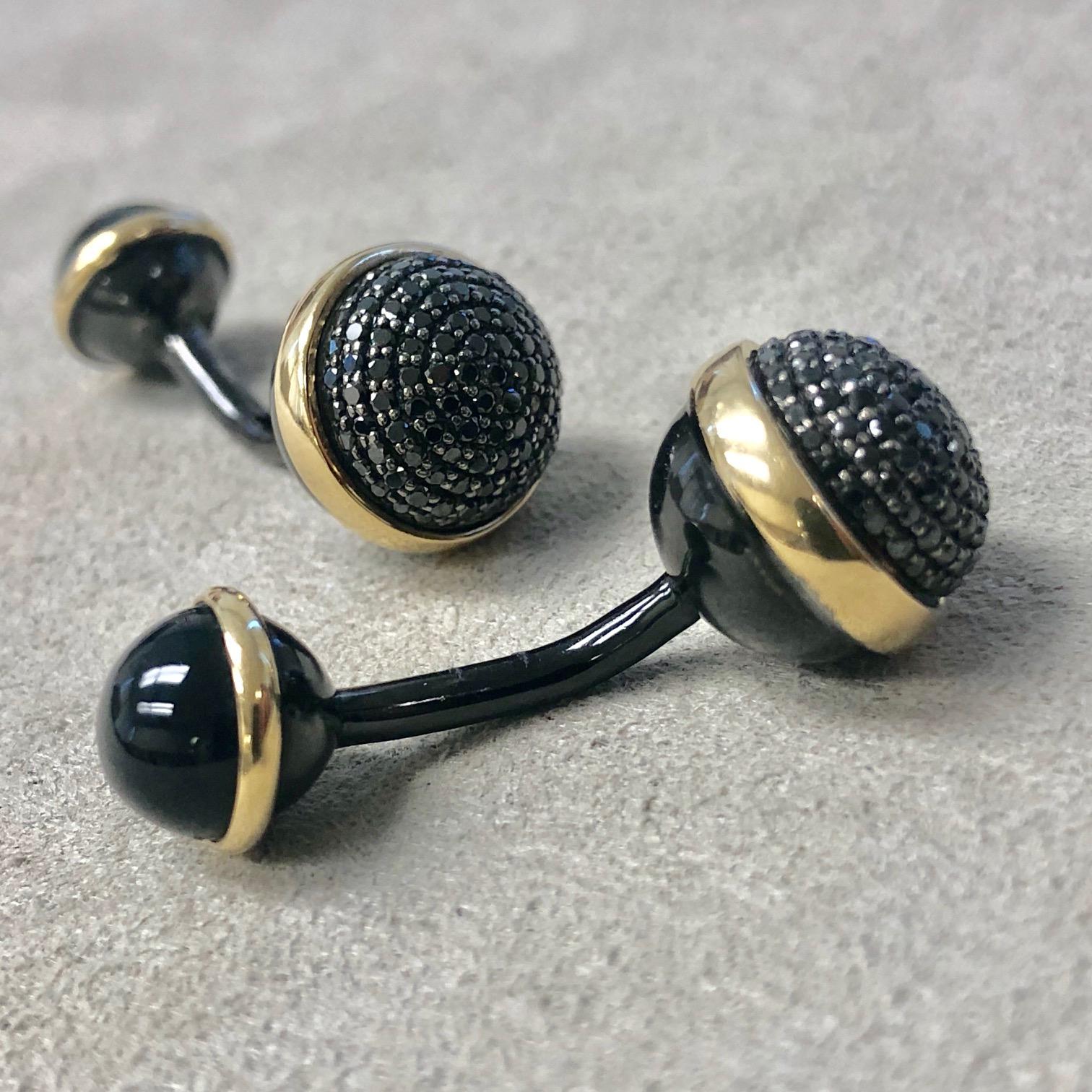 Created in 18 karat yellow gold & oxidized silver
Black diamonds 1.10 cts approx
Black onyx backs 2 cts approx
Limited edition
Perfect for gifting


About the Designers ~ Dharmesh & Namrata

Drawing inspiration from little things, Dharmesh & Namrata
