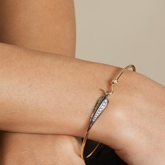 Syna Yellow Gold and Oxidized Silver Love Leaf Bracelet with Diamonds