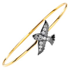 Syna Yellow Gold Swallow Bracelet with Champagne Diamonds