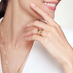 Syna Yellow Gold Palm Leaf Band with Diamonds