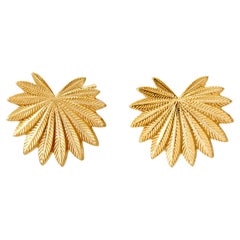 Syna Yellow Gold Palm Leaf Earrings