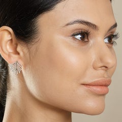 Syna Yellow Gold Palm Leaf Earrings with Diamonds