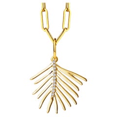 Syna Yellow Gold Palm Pendant with Diamonds