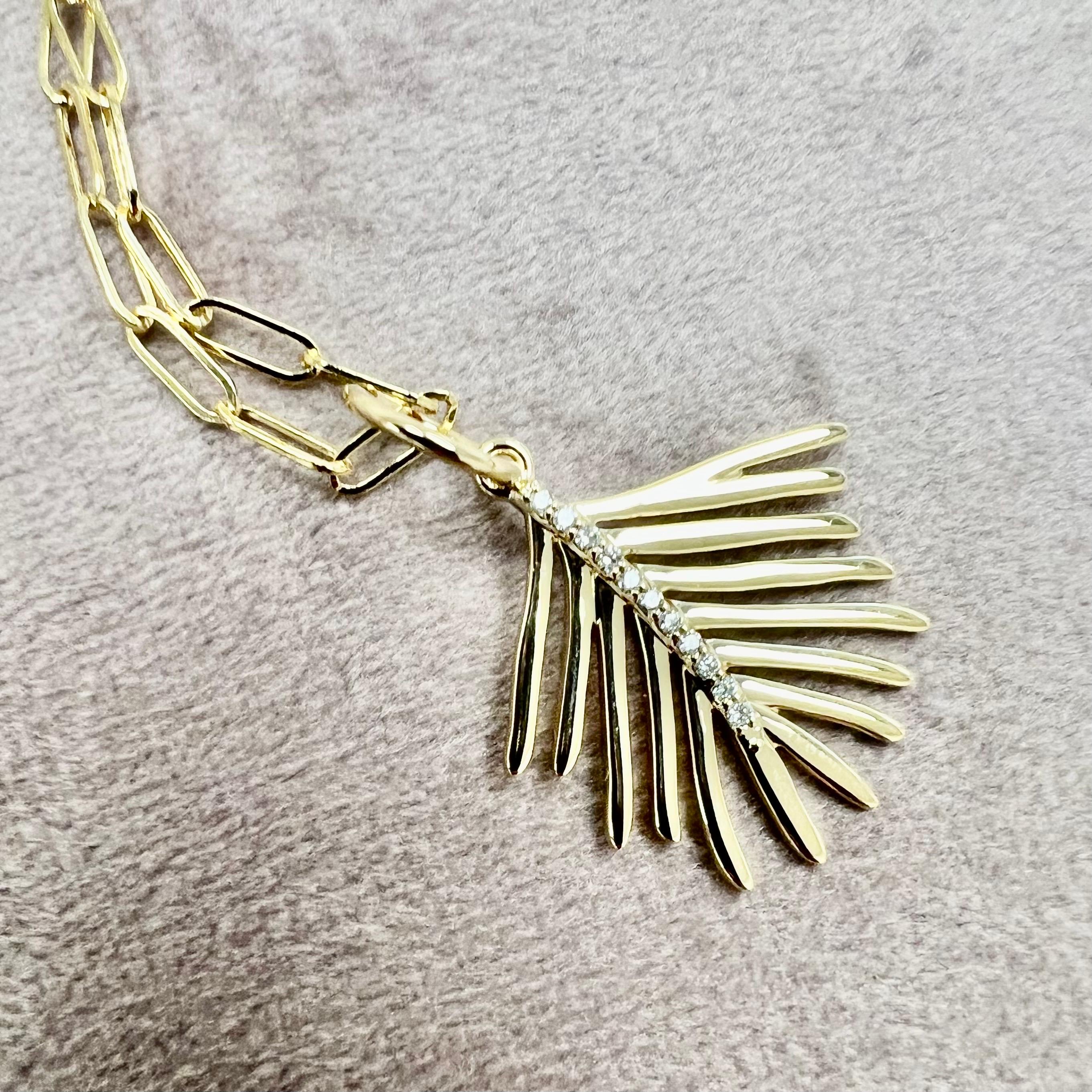 Pendentif palmier Syna en or jaune avec diamants Neuf - En vente à Fort Lee, NJ