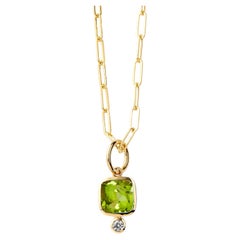 Syna Yellow Gold Peridot and Diamond Pendant