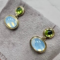 Syna Yellow Gold Peridot and Moon Quartz Earrings