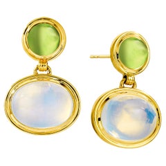 Syna Yellow Gold Peridot and Moon Quartz Earrings